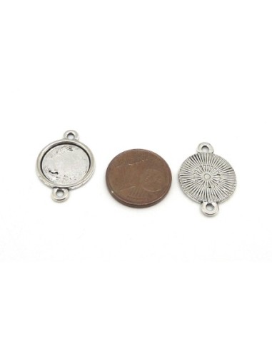 Support cabochon en metal argente pour cabochon de 12mm