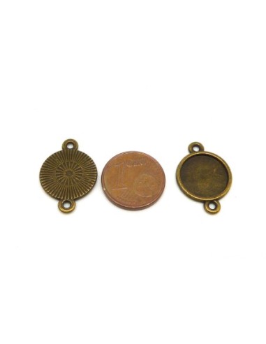 Support cabochon connecteur rond pour cabochon 12mm en métal de couleur bronze