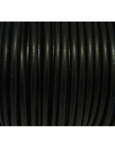 Cordon Cuir rond 4,5mm de couleur noir - CUIR VERITABLE