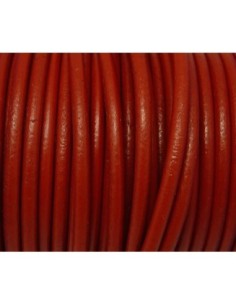 1m Cordon Cuir rond 4,5mm de couleur rouge - CUIR VERITABLE