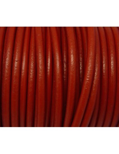 1m Cordon Cuir rond 4,5mm de couleur rouge - CUIR VERITABLE