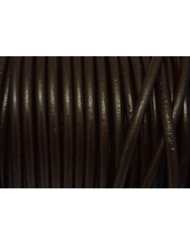 1m Cordon Cuir rond 4,5mm de couleur marron foncé - CUIR VERITABLE