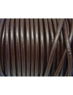 1m Cordon Cuir rond 4,5mm de couleur marron foncé - CUIR VERITABLE 2