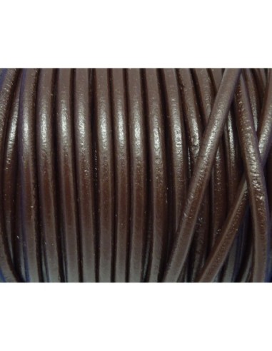 Cordon Cuir rond 4,5mm marron foncé - CUIR VERITABLE