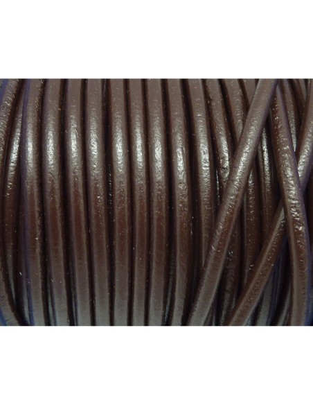 Cordon Cuir rond 4,5mm marron foncé - CUIR VERITABLE