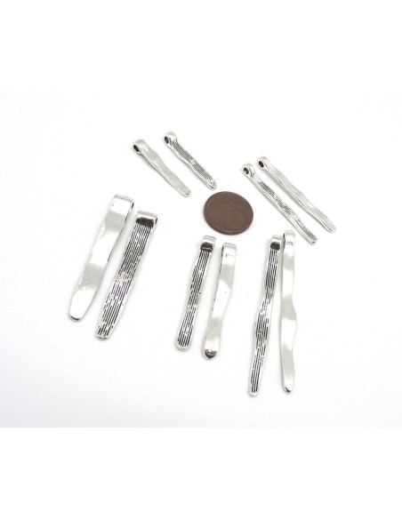 pendentif tige en métal argenté martelé pas cher pour création collier