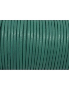 Cordon cuir rond 2mm de couleur turquoise