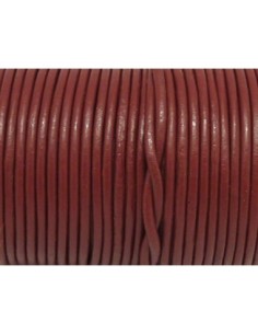 2m Cordon cuir rond 2mm de couleur bordeaux, rouge marsala