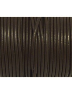 Cordon cuir rond 2mm couleur marron foncé, brun