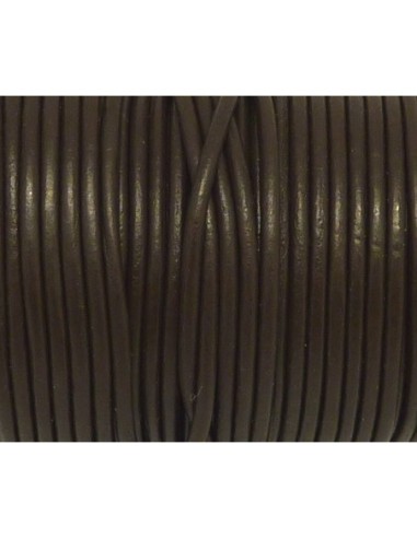 Cordon cuir rond 2mm couleur marron foncé, brun