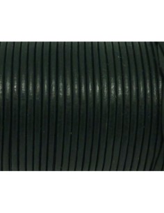 2m Cordon cuir rond 2mm vert bouteille, vert foncé
