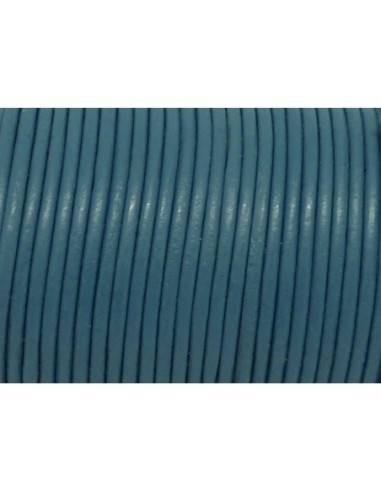 Cordon cuir rond 2mm bleu céruléen