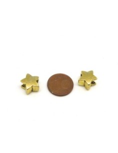 5 Perles étoile 11,5mm en métal doré pâle, à gros trou 5mm 2