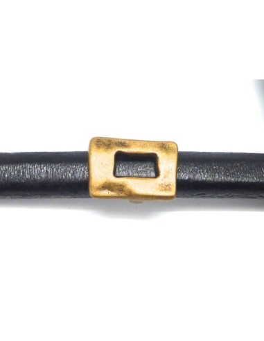 3 Perles passant poussoir slide en métal de couleur bronze martelé pour cuir regaliz