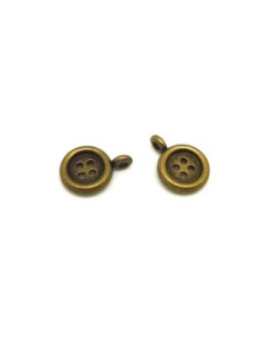 20 Breloques bouton en métal de couleur bronze 12,8mm  2
