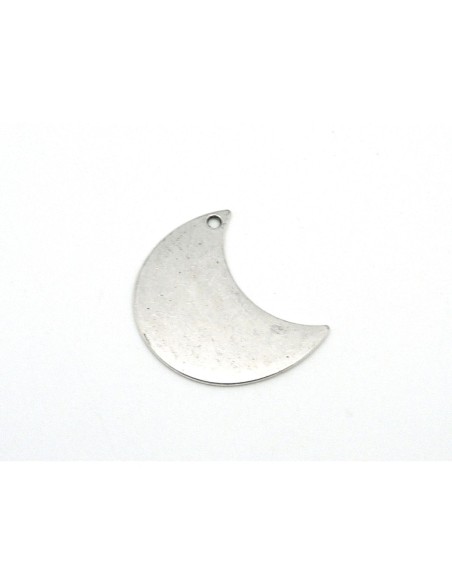 2 Breloques lune, pendentif lune 34,8mm en métal argenté lisse vieilli 2 Breloques lune, pendentif lune 34,8mm en métal argenté lisse vieilli