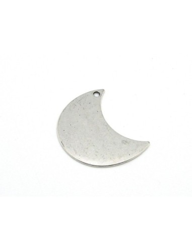 2 Breloques lune, pendentif lune 34,8mm en métal argenté lisse vieilli