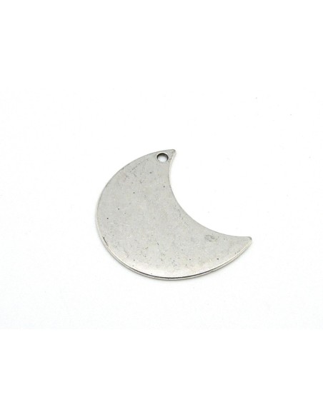 2 Breloques lune, pendentif lune 34,8mm en métal argenté lisse vieilli 2 Breloques lune, pendentif lune 34,8mm en métal argenté lisse vieilli