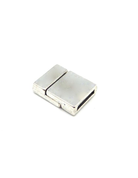 Fermoir aimanté rectangle en métal argenté vieilli pour lanière de 11mm