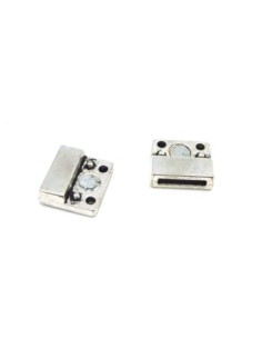 Fermoir aimanté rectangle en métal argenté vieilli pour lanière de 11mm 2