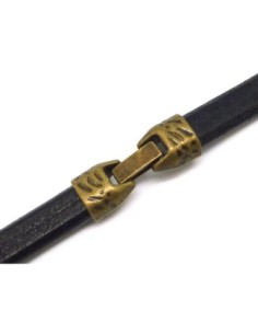 Fermoir clip pour cuir régaliz 10,5 x 7,3mm cuir regaliz en métal de couleur bronze martelé