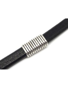 Fermoir aimanté rectangle arrondi strié 10,8mm X 7,2mm en métal argenté pour cuir regaliz