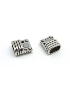 Fermoir aimanté rectangle arrondi strié 10,8mm X 7,2mm en métal argenté pour cuir regaliz 2