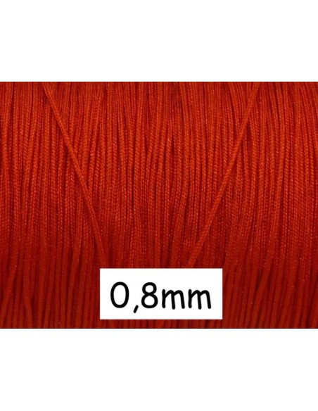 Fil de jade 0,8mm de couleur rouge vif  pour bracelet wrap