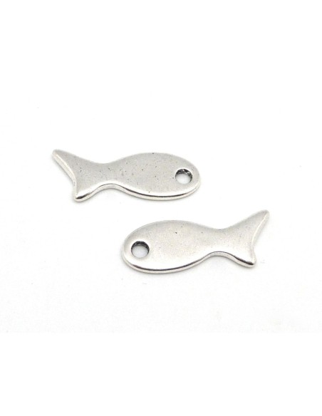3 breloque poisson en métal argenté
