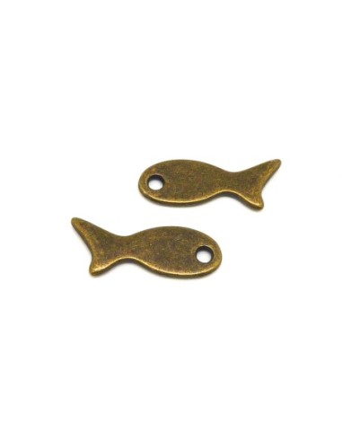 3 Breloques poisson, pendentif poisson 30mm en métal de couleur bronze
