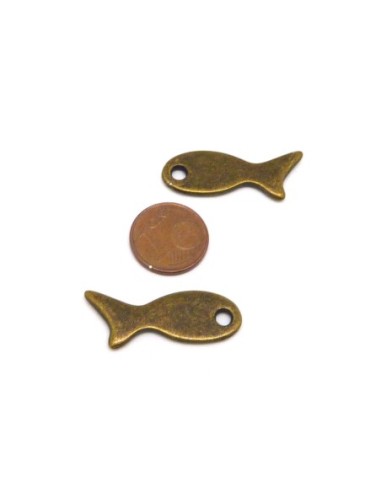 Breloques poisson, pendentif poisson 30mm en métal de couleur bronze