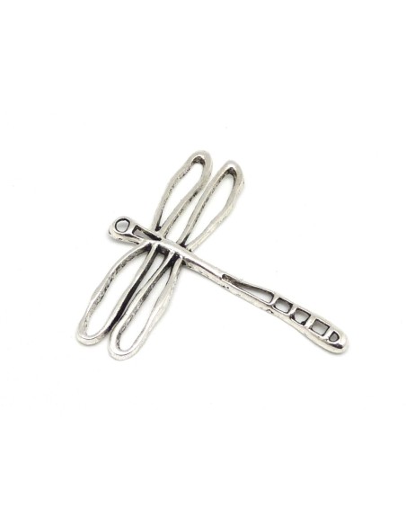 grand pendentif libellule en métal argenté