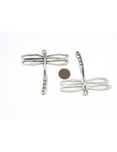grand pendentif libellule en métal argenté 2