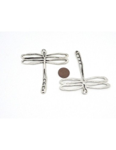 Pendentif libellule en métal argenté pas cher