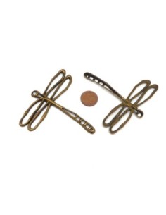 Grand Pendentif libellule en métal de couleur bronze 70mm 2