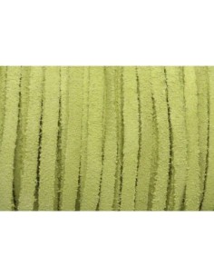 Cordon daim plat 4mm de couleur vert jaune anis pâle, chartreuse - DAIM VERITABLE - CUIR RETOURNE