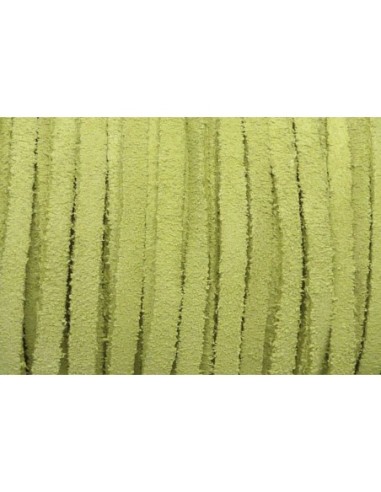 Cordon daim plat 4mm de couleur vert jaune anis pâle, chartreuse - DAIM VERITABLE - CUIR RETOURNE