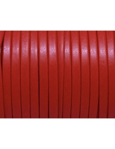 1m Lanière cuir synthétique plat 3mm de couleur rouge vif très belle qualité