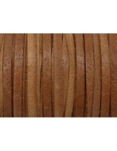 Lanière Cuir plat 4mm marron beige - CUIR VERITABLE 