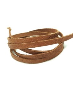 Lanière Cuir plat 4mm marron beige - CUIR VERITABLE  2