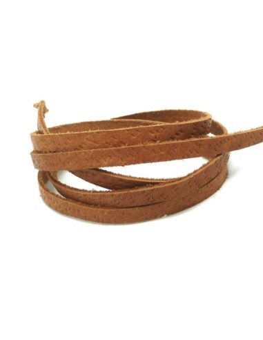 Lanière Cuir plat 4mm marron beige - CUIR VERITABLE 