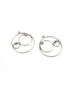 Grands Connecteurs support rond géométrique pour boucle d'oreille, pendentif en métal argenté - léger