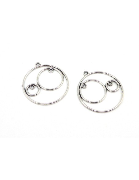 Grands Connecteurs support rond géométrique pour boucle d'oreille, pendentif en métal argenté - léger