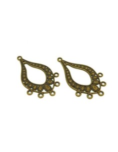 2 Grands Connecteurs support losange, goutte pour boucle d'oreille 47mm, pendentif en métal de couleur bronze travaillé