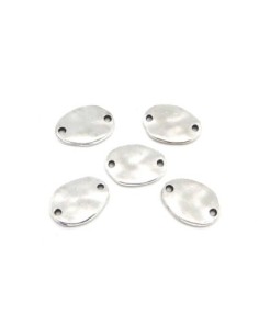 Perle connecteur ovale en métal argenté