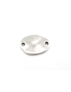 Perle connecteur ovale en métal argenté 2