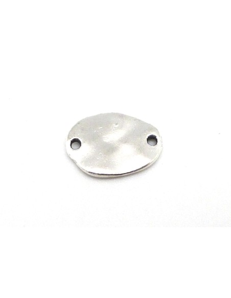 Perle intercalaire ovale en métal argenté