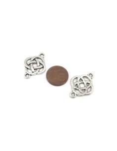 Lot de 5 Connecteurs rond noeud celtique, intercalaire en métal argenté 18mm 2