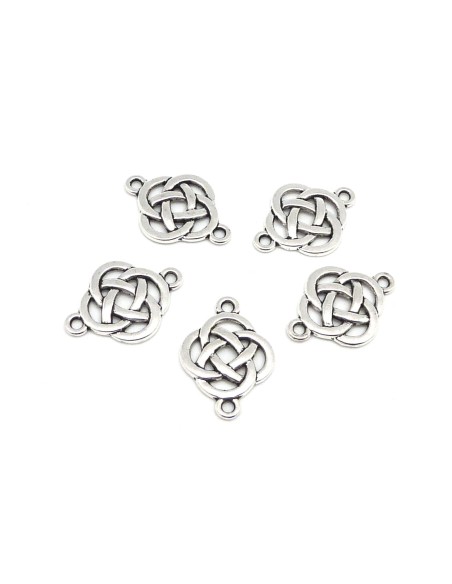 Perle Connecteur rond noeud celtique argenté