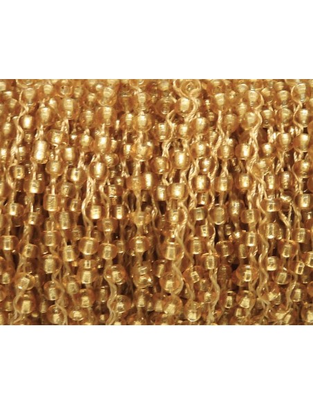 1m de chaînette de rocaille  de couleur doré transparent sur fil de nylon tressé, rocailles en verre 2,3mm